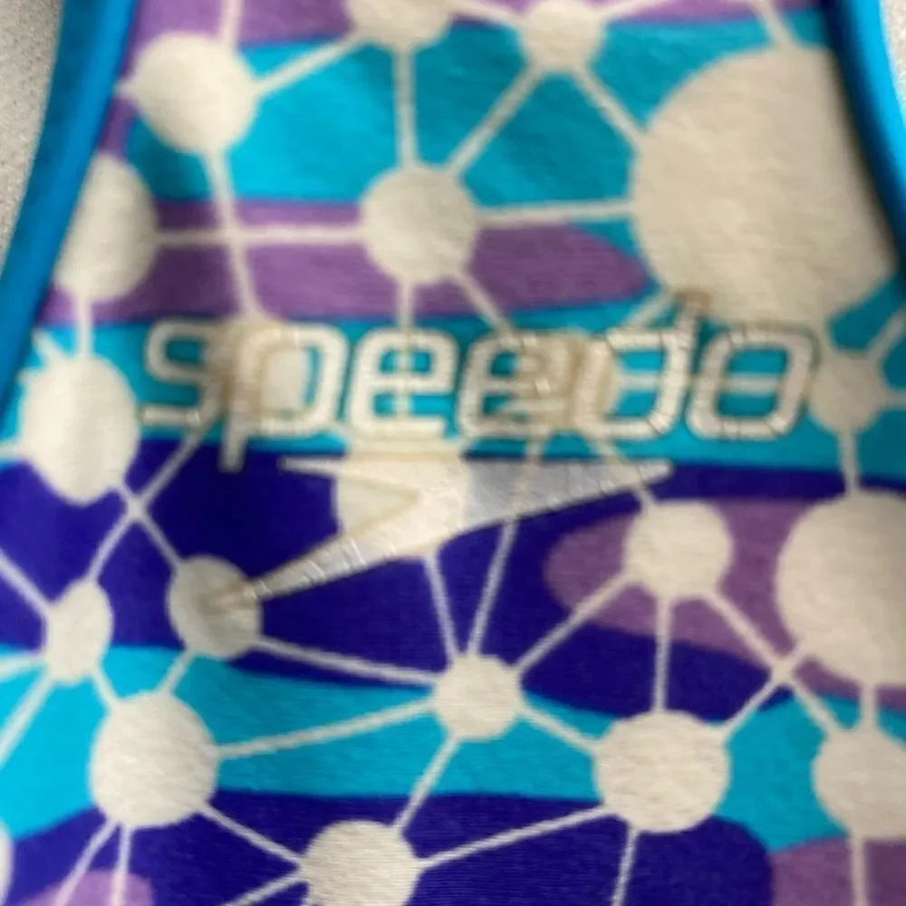 speedo blue purple and white one piece bathing suit/10